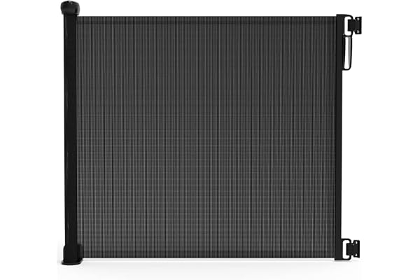vounot® Barrière de Sécurité Rétractable 0 à 180cm pour Chiens Barrière d’Escalier et de Portes Barrière Relocalisable et Enroulable Noir