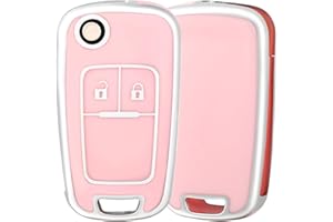 OFF WE GO Autoschlüssel Hülle für Chevrolet 2 Tasten Schlüsselhülle Cover für Opel Astra Meriva Mokka Zafira Chevrolet Aveo Matiz Cruze Captiva Spark Trax Auto Schlüssel TPU Schlüsselbox, Rosa Silber