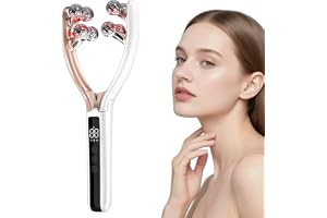 Ansiktsmassager med 3D-rulle, med 8 massagekulor och USB-C-laddning, minskar rynkor och förhindrar fina linjer i nacken - 15 min/dag för en fast och lyft.