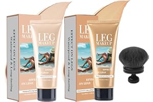 KENMOHUO 2pcs Body Coverage Perfector, Waterproof Leg Makeup, Tattoo Cover Up Cream All Over Complexion Perfect With Large Round Brush 48H Long Lasting Wear for Women（Light and neutral colors）