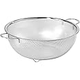 Royalford 25.5cm Large Strainer Vegetable Sifter RF12683 Rice Colander for Cleaning Vegetables Boiled Food Pasta Stainless Steel Mesh basket base Drain Rinse Steam Cook Round Strainer with Handle