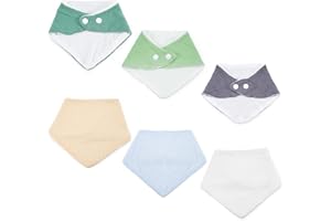 Lifeant 6 Pièces Bavoirs Bébé Bandana, Bavoirs en Mousseline avec Bouton Réglable Pour Bébé, Bebe Nouveau Né Bandana Coton Doux Absorbant Respirent, pour Faire Ses Dents et Baver