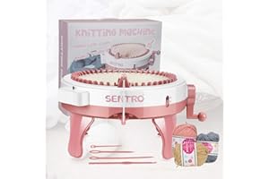 Offfay Knitting Machine, 48 Needles Knitting Loom Machine for Adults, Manual Rotating Double Knit Loom Machine with Row Counter for DIY Weaving Socks Hats Scarves for Kids