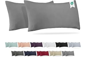 ‎BARBONS Barbons Kissenbezug 40 x 80 2er Set – 165 g/m² Oeko-TEX Zertifiziert Kopfkissenbezug 100% Jersey Baumwolle weiche Kissenbezüge Kissenhülle mit Reißverschluss (40x80-Grau)