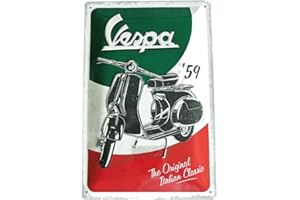 ABLERTRADE Plaque murale en métal rustique Vespa - Art nostalgique - Plaque en métal rétro vintage - Cadeau - 30 x 40 cm - Décoration de chambre