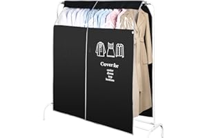 OTraki Housses de Vêtements 120 x 150 cm, Housse Vetement Suspendue Avec Velcro, Housse de Protection Vetement pour Robes Chemises Costume Canteaux, Facile à ouvrir et à fermer(Noir)