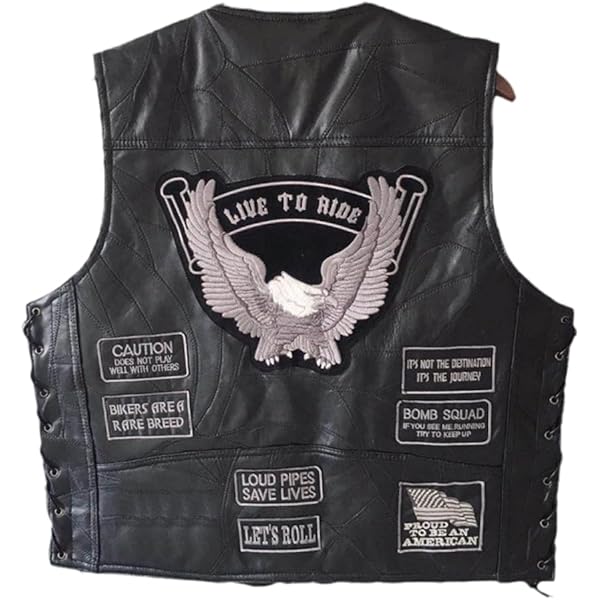 Giacca Biker In Pelle Rider Vest - Black Label Society, Uomo, Chiusura A Bottoni - Foto 6