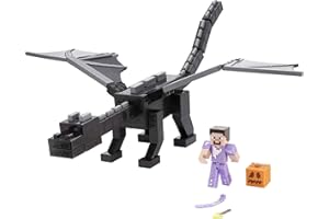 MATTEL Minecraft Ultimate Ender Dragon Figure, 20 Inch Mist-Breathing Creature, 3.25 Inch Colour-Change Steve Figure, Battle Accessory, Gift for 6 Years+, GYR76