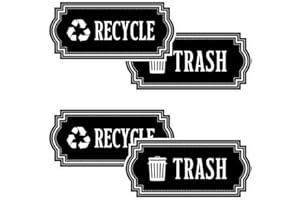 HAOHAI Confezione da 4 adesivi per riciclare e rifiuti, simbolo del logo del riciclaggio e della spazzatura, decalcomania impermeabile in vinile per bidoni della spazzatura (nero)