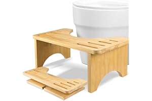 LUOJINYI Tabouret de toilette en bambou - Pliable, sain et portable - Ergonomique pour la salle de bain - Aide contre la constipation et ballonnements