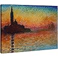 Wieco Art Dusk in Venice Canvas Prints Wall Art of Famous Oil Paintings by Claude Monet Classic Impressionist Art Work Ready to Hang for Wall Decor Living Room Bedroom