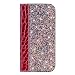 Produktbild Homikon PU Leder Hülle Schön Bling Glänzend Glitzer Schutzhülle Brieftasche Ledertasche Bookstyle Krokodilmuster Handyhülle Lederhülle Magnetverschluss Tasche Etui für Huawei Mate 10 Pro - Weinrot