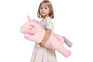 Dalmao 60cm Riesiges Einhorn Plüsch, Kuscheltier Rosa Einhorn Umarmung Kissen, Groß Einhorn Körper Kissen für Kinder Jungen und Mächen Geburtstage, Weihnachten, Halloween, Valentinsta