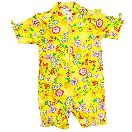 Plum Collections - 2/3yrs Australian Sun Protection UPF50+ Girl AIO Sunsuit Short L/S - Yellow
