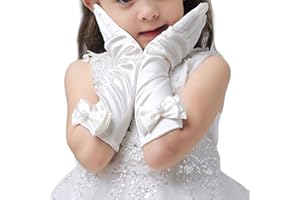LITTLE-PEACH L-Peach Guantes Largos de Vestido de Satén para Boda Fiesta Cumpleaños para Niñas 3-10 años