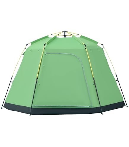 Tente De Camping Instantanée 2-3 Personnes, 2 Portes 1 Fenêtre, Imperméable 190T PU, Vert Gris Foncé