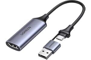 UGREEN Carte Acquisition Vidéo HDMI 4K 60Hz Entrée USB C 1080P 30FPS HD Enregistrement Streaming Jeux Vidéo OBS Carte de Capture Compatible avec MacBook iPad Pro PC Switch PS5 Xbox TV Stick Caméra
