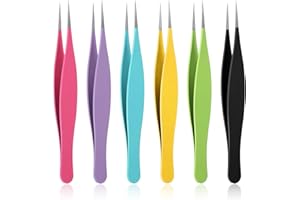 APLZGMG 6 Stück Bunte Spitz Pinzette,Mitesser Pinzetten-Set,Präzisions Pinzetten für Mitesser und Akne,Ultrafeine Pickelentferner Werkzeug,für Akne Pickel Comedones Flecken oder Entfernung