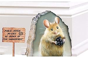 Voiakiu Sticker Mural Souris 3D réaliste - Stickers Muraux Souris Décoration d'intérieur - Art Mural 3D Animal, Mignon équitation Souris Art drôle décor à la Maison pour Salon