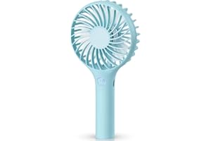 AMBANDIER Blue Travel Fan for Holiday, Portable Handheld USB Rechargeable Fans with 3 Speeds,Holiday Travel Essentials Battery Operated Mini Fan, Small but Powerful Desk Desktop Fans for Home Office Bedroom