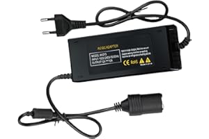 GAOUTO Adapter sieciowy do samochodów ciężarowych: 220 V na 12 V 10 A, 120 W, gniazdo zapalniczki samochodowej do kompresora, lodówki, lamp LED, wentylatorów, pomp elektrycznych, lodówek, pompek do