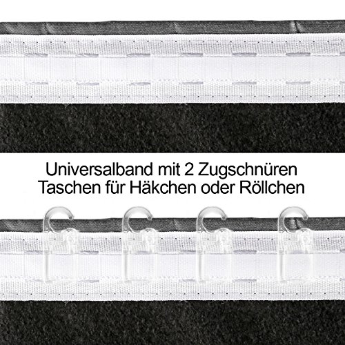 Gräfenstayn Latika Thermogardinen / Verdunklungsgardinen ca. 140 x 245 cm mit Universal-Kräuselband blickdicht und lärmmindernd Gardine Vorhang (Grau) - 3