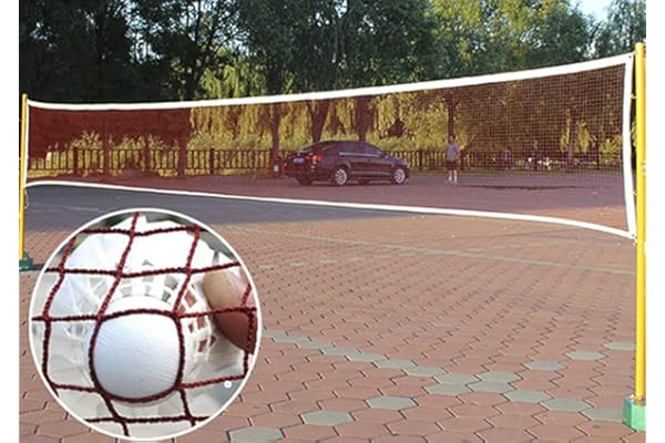 Filet de Badminton Portable Filet de Volley-Ball Tennis Pliable Facile à Monter Filet de Badminton Rouge (610 x 76 CM) pour Sports Intérieurs ou Extérieurs