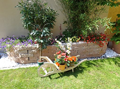 Preisvergleich Produktbild Offene Holz-Schubkarre, Gartendeko Karre zum Bepflanzen, Blumentöpfe, Pflanzkübel, Pflanzkasten, Blumenkasten, Pflanzhilfe, Pflanzcontainer, Pflanztröge, Pflanzschale, Schubkarren 100 cm HSOF-100-NATUR groß hell natur unbehandelt für GartenhBlumentopf, Holzhaus und Eingang Gartendeko mit Holzdach Dekoration Pflanzgefäß, Pflanztöpfe Pflanzkübel