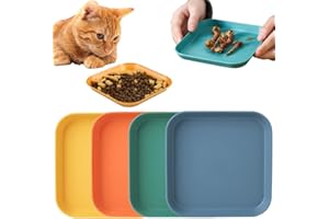 LYITZW 4 Pièces gamelles pour chat,gamelles pour chat,Assiette carrée plate pour chat,Gamelle pour chat,Gamelle pour petits chats,Gamelle Plate Coloré Petite Ecuelle Chat Assiette Chat pour Les Chiots