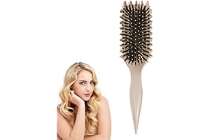 XINYUNXIN Curl Brush, Curl Styling Brush with Gears pour peigner et modeler les boucles des hommes et des femmes afin de réduire les tensions et la séparation des boucles (Beige)