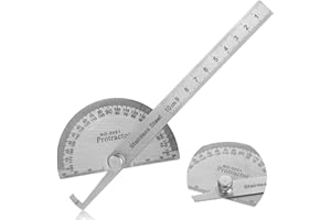 STYQUENZER Rapporteur d'angle en acier inoxydable - 10 cm - Règle de travail du bois - Outil de mesure 0 à 180 degrés - Règle de machiniste en métal pour mesurer la carte