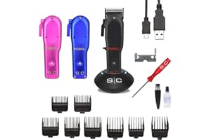 Stylecraft Rebel by Gamma Più Professional Men's Hair Clipper with Rotary Motor, 120 Minutes Wireless Autonomy, Adjustable Blade, 8 Combs, 3 Interchangeable Covers, Blade Holder