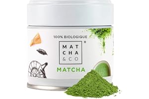 Matcha & CO Thé Matcha 100% Biologique 30 g [Qualité Cérémonielle] Poudre de thé Vert Biologique du Japon. Thé Matcha Biologique. Thé Vert Matcha 100% Naturel