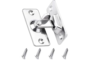 BuxiuGK 90/180 Grados Pestillo de La Puerta de bolsill 304 Acero Inoxidable,Corredera Corredera Interior con 4 Tornillos para cercas de madera Casa Dormitorios Jardín Baños,Plata