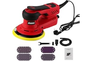 ANESTY Levigatrice Rotorbitale Palmare Elettrica Professionale 150mm Orbita 5mm con Platorello, Levigatrice Orbitale per Carrozzeria con 20 Dischi Abrasivi e Accessori, Motore Brushless Elettrico 350W