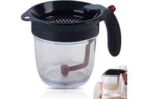 1000ML Fettabscheider Effizienter Fetttrennkanne: WANDGU Fettkanne und Ölsuppenfilter, Doppelfiltrationssystem, Leicht zu Reinigender Soßenfettabscheider, Ideal für Suppen und Soßen