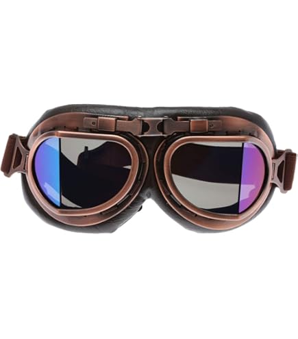 BERTONI Gafas Moto - Mascara en Piel Negra de Cuero de Becerro - Barón BERTONI Gafas Moto - Mascara en Piel Negra de Cuero de Becerro - Barón