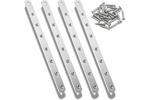 CYH 4Stück Edelstahl Lochplatte Flachverbinder, 295x20mm Holzverbinder Metall Flache Ecke Brackets, Metallverbinder Flache Platte Halterung mit Schrauben für Möbel Schränken, Silber, CYH221
