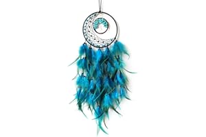 Donko Blue Feather Dream Catcher Crystal Stone Dream Catcher for Bedroom Tree of Life Dream Catchers Handmade Dreamcatcher for Wall Hanging Home Decor