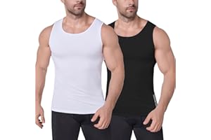 Towintec Men Compression Vest Tank Top with Body Shaper Breathable Elastic for Running Crew Neck Mesh Undershirt Workout Gym Excersice Sport Shirts Basketball Slimming Tummy Control Tight