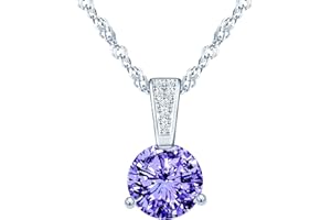 YUMILOK JEWELRY Yumilok-Mujer Collares con colgantes Simple Hexagonal Zirconia cúbica Plata de ley Conjunto de pendientes colgantes S925 Plata de ley Zirconia cúbica De moda y hermoso (Morado)