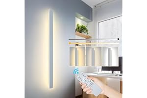 ZTWLEED Aplique Pared Interior Regulable,44W Lampara de Pared LED Moderna con Mando a Distancia de 2.4GHz para Sala de Estar Pasillo Escaleras Apliques Pared Dormitorio,120CM Blanco 110-240V