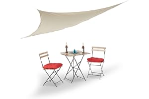 Relaxdays Żagiel przeciwsłoneczny, trójkątny, z linami napinającymi, do ogrodu, na taras i balkon, do użytku na zewnątrz i wewnątrz, 3,5 x 3,5 x 3,5 m, beżowy