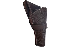 Hulara Full Grain Buff Leather Cross Draw Holster Gun Holder 22 .38/357 .44/45 Cal Revolver Gun Western Holster Fit 4" to 8" Revolver Holster