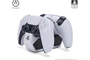 PowerA Twin Charging Station for PS5 DualSense and DualSense Edge Wireless Controllers, AC Adaptor Included, with LED Indicator, Vertical Dual Controller Fast Charging Dock (Officially Licensed)