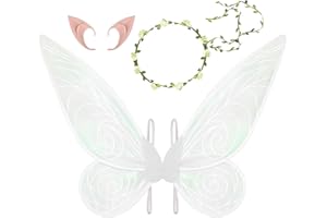 SWIECEDON Feenflügel Erwachsene, Feenflügel Kinder Flügel Kostüm mit Elfenohren, Elf Feen Flügel Damen Erwachsen Kostüm für Karneval Geburtstag Halloween Weihnachten Rollenspiele Comic Con Themed Party