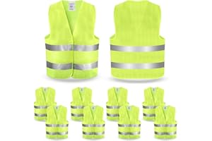 THINKCASE Warnwesten Auto - Warnweste Pannenweste, 10 Stück Warnwesten Neongelb Sicherheitsweste Westen Reflektierend Auto, KFZ Pannenhilfe, Waschbar, Warnwesten für Autofahrern Fahrern Arbeitskräften