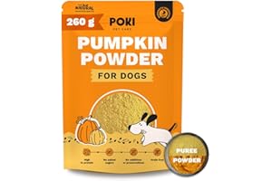 Pumpkin Powder for Dogs (260g) | Pumpkin Puree for Dogs | Fibre Supplement For Loose Stools Digestion, Weight Management & Immune Health | 100% Natural Ingredients | Poki Pet Care