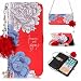 Produktbild [Samsung Galaxy Note 8 Hülle] KingSang Leder Schutzhülle für Samsung Galaxy Note 8 Handyhüllen Multi Umschlag Wristlet Handtasche Geldbörse Fall Lederhülle Handtasche NOTE 8 Brieftasche Case Handbag Wallet Folio Cover mit Kartenfach - Rot