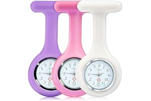 ZQUINTUPLIAN 3 Pcs Nurse Watch, Fob Watches for Nurses, Infection Control Design Nurses Watch, Health Care Nurse Doctor Paramedic Medical Brooch Fob Watch, Pocket Clock with Pin Fob Watch(White Pink Purple)